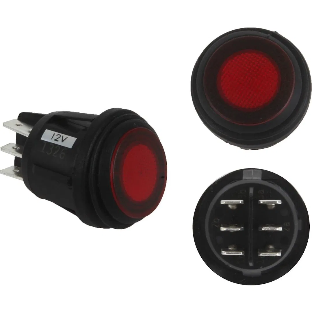 40181 – RIGID IND Multi Purpose Switch, On/ Off/ Auto 12 Volt Cherry Rocker 3/4 Inch Round Lighted Red Without Safety...
